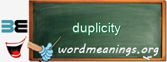 WordMeaning blackboard for duplicity